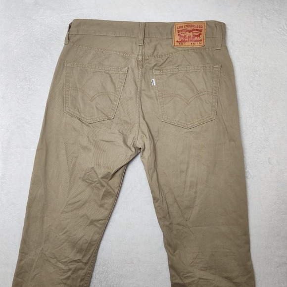 Levis 511 Jeans Mens 32x34 Beige Tapered Slim Denim Cotton 5 Pocket Casual Work - Picture 4 of 13